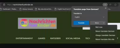 Các tùy chọn dịch trang web trong trình duyệt Edge trên máy tính (Ảnh: Internet) Các tùy chọn dịch trang web trong trình duyệt Edge trên máy tính (Ảnh: Internet)