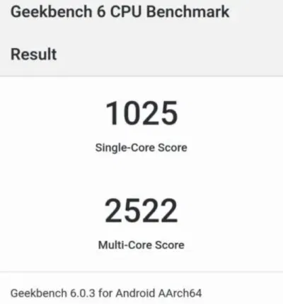 Kết quả phép đo hiệu suất Geekbench 6 của điện thoại Galaxy A34 5G (Ảnh: Internet) Kết quả phép đo hiệu suất Geekbench 6 của điện thoại Galaxy A34 5G (Ảnh: Internet)