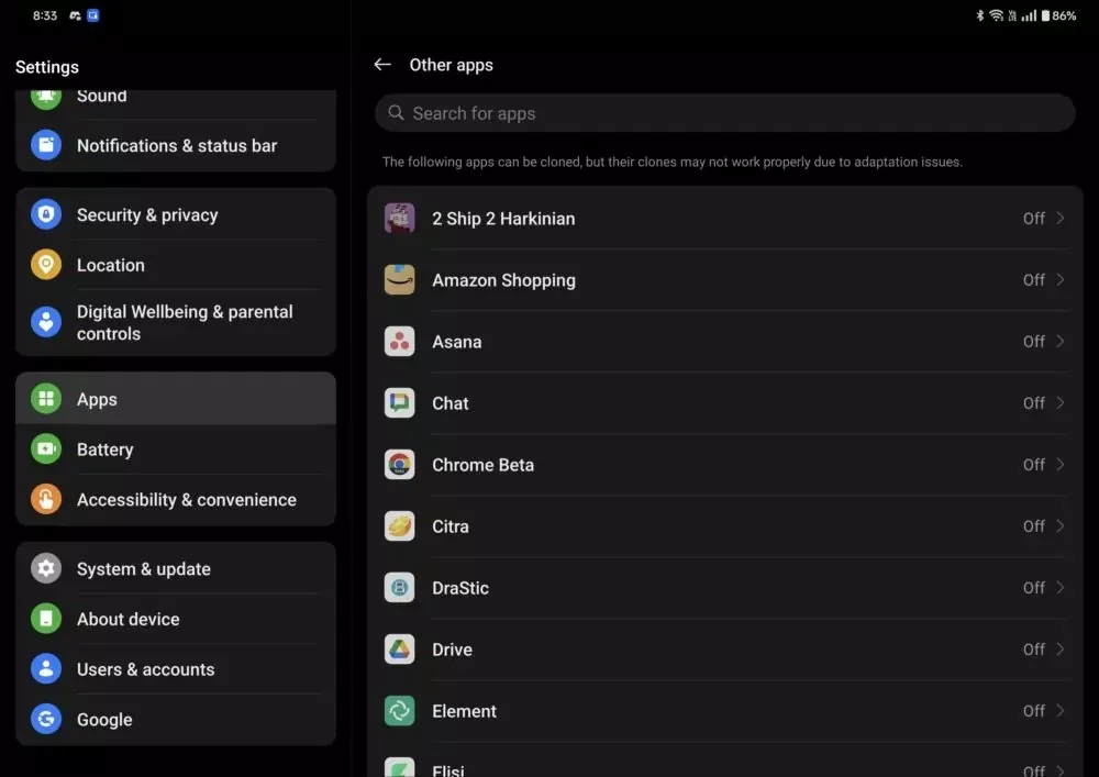 Người dùng giờ đây có thể thoải mái nhân bản hầu hết các ứng dụng đã cài đặt trên thiết bị của mình thông qua một tùy chọn mới mang tên "Other apps" (Các ứng dụng khác) nằm trong cài đặt của App Cloner (Ảnh: Internet) Người dùng giờ đây có thể thoải mái nhân bản hầu hết các ứng dụng đã cài đặt trên thiết bị của mình thông qua một tùy chọn mới mang tên "Other apps" (Các ứng dụng khác) nằm trong cài đặt của App Cloner (Ảnh: Internet)