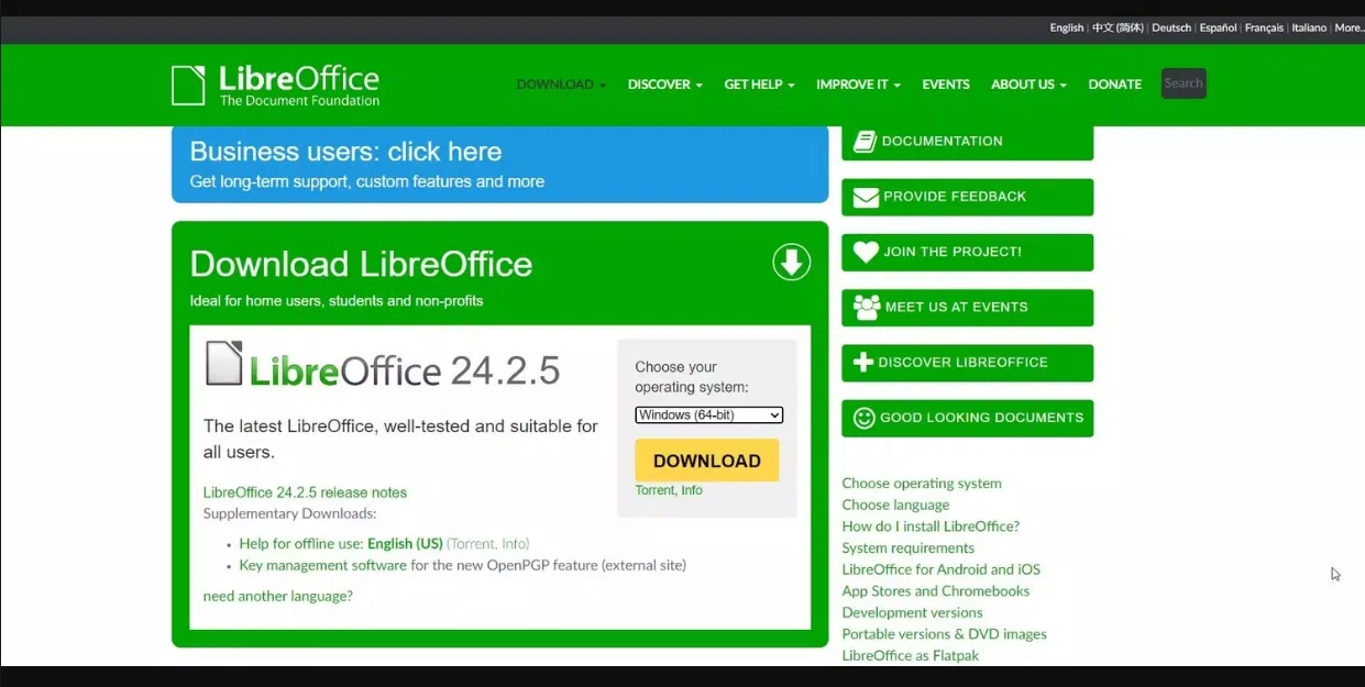 Trang tải xuống LibreOffice (Ảnh: Internet) Trang tải xuống LibreOffice (Ảnh: Internet)