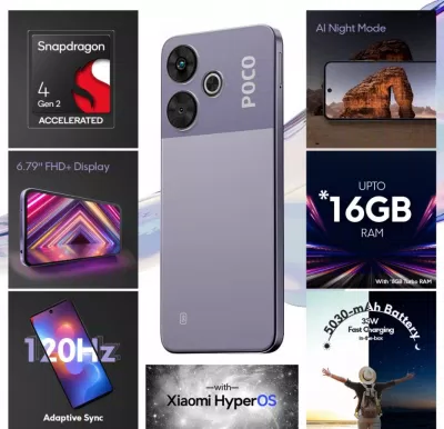 POCO M6 sử dụng bộ vi xử lý Snapdragon 4 Gen 2 AE mạnh mẽ. Kết hợp cùng hệ điều hành Android 14 với giao diện người dùng HyperOS được tối ưu hóa, chiếc điện thoại này hứa hẹn sẽ đáp ứng tốt các nhu cầu hàng ngày của người dùng (Ảnh: Internet) POCO M6 sử dụng bộ vi xử lý Snapdragon 4 Gen 2 AE mạnh mẽ. Kết hợp cùng hệ điều hành Android 14 với giao diện người dùng HyperOS được tối ưu hóa, chiếc điện thoại này hứa hẹn sẽ đáp ứng tốt các nhu cầu hàng ngày của người dùng (Ảnh: Internet)