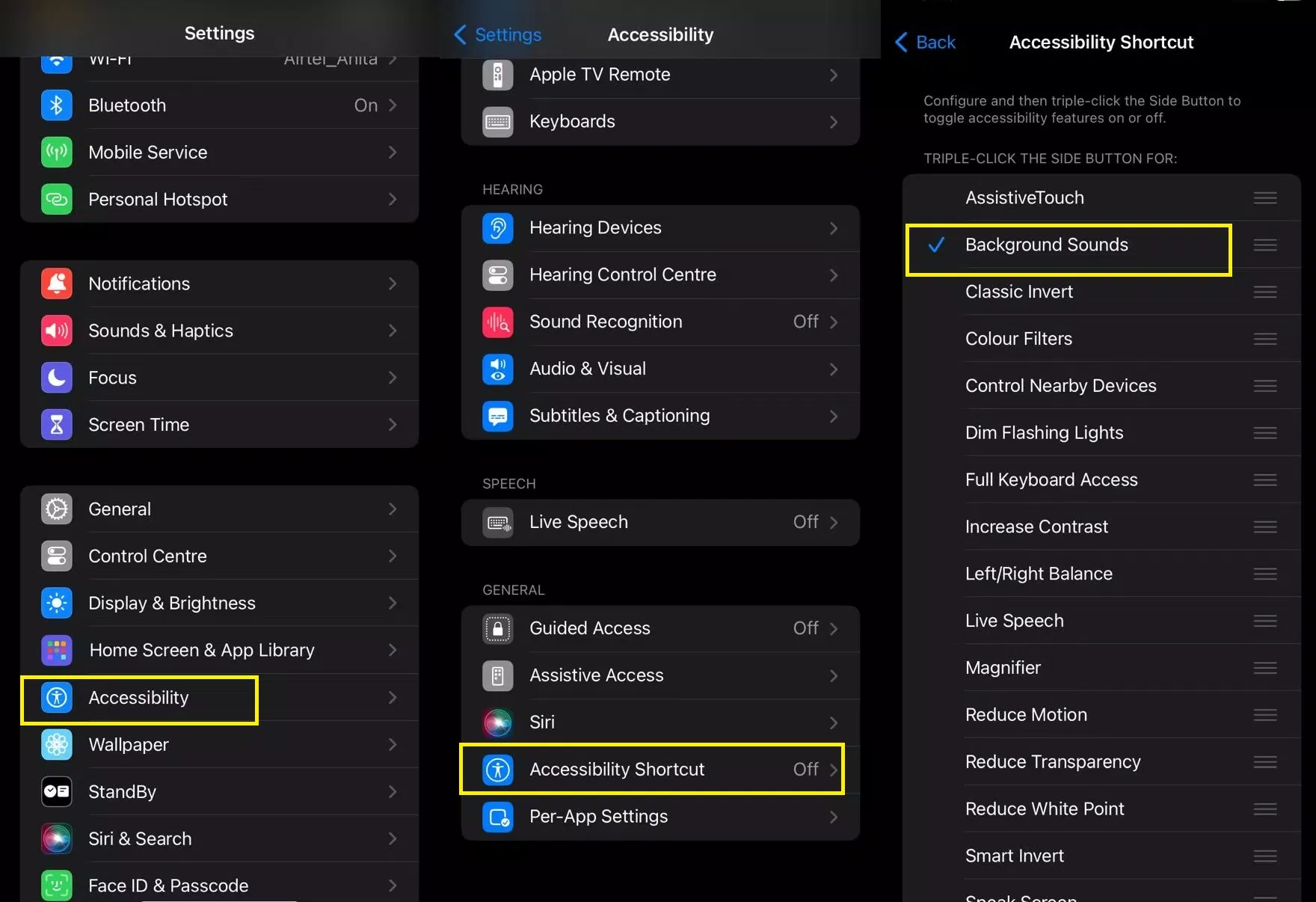 Cách bật tiếng ồn trắng trên iPhone bằng phím tắt