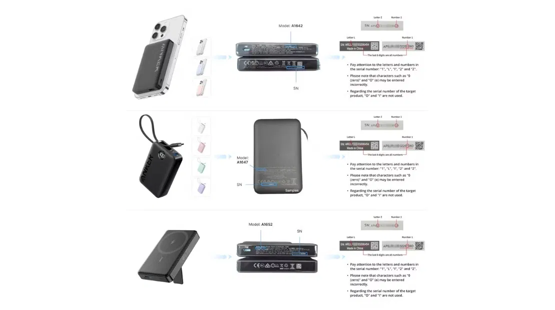 Các sản phẩm bị thu hồi của Anker (Ảnh: Internet) Các sản phẩm bị thu hồi của Anker (Ảnh: Internet)