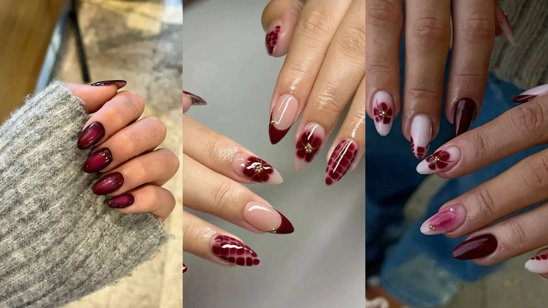 Bộ nails theo tông đỏ Burgundy cho mùa thu này thêm quyến rũ (Nguồn: Internet)