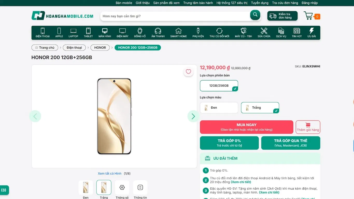 Honor 200 có giá bán 12.190.000 đ (Ảnh: Internet) Honor 200 có giá bán 12.190.000 đ (Ảnh: Internet)