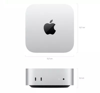 Mac mini M4 có kích thước 5 x 12,7 x 12,7cm, trọng lượng 0,67kg (Ảnh: Internet) Mac mini M4 có kích thước 5 x 12,7 x 12,7cm, trọng lượng 0,67kg (Ảnh: Internet)