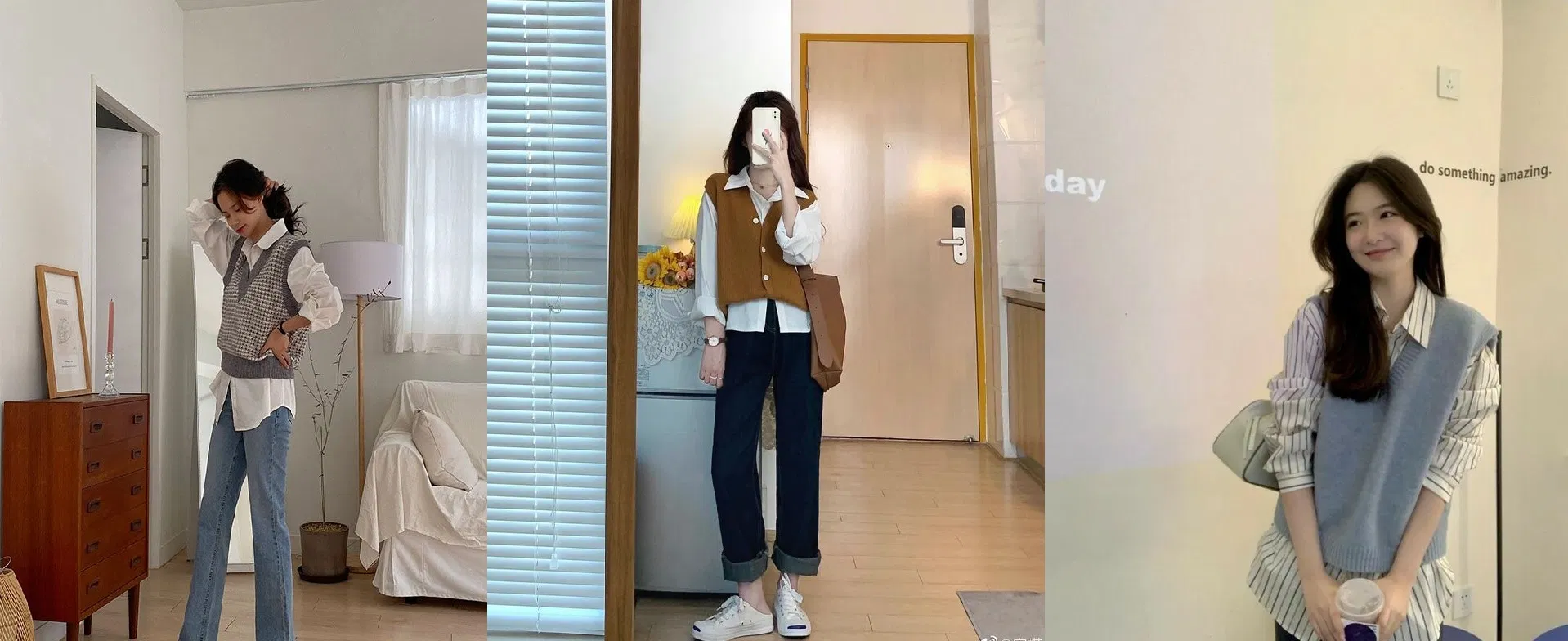 Áo sơ mi với áo gile len (nguồn: Internet)