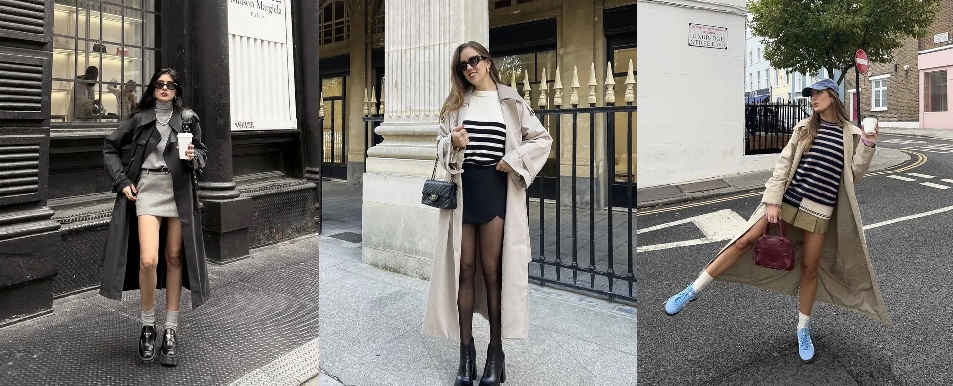 Áo trench coat phối với chân váy (Nguồn: Internet)