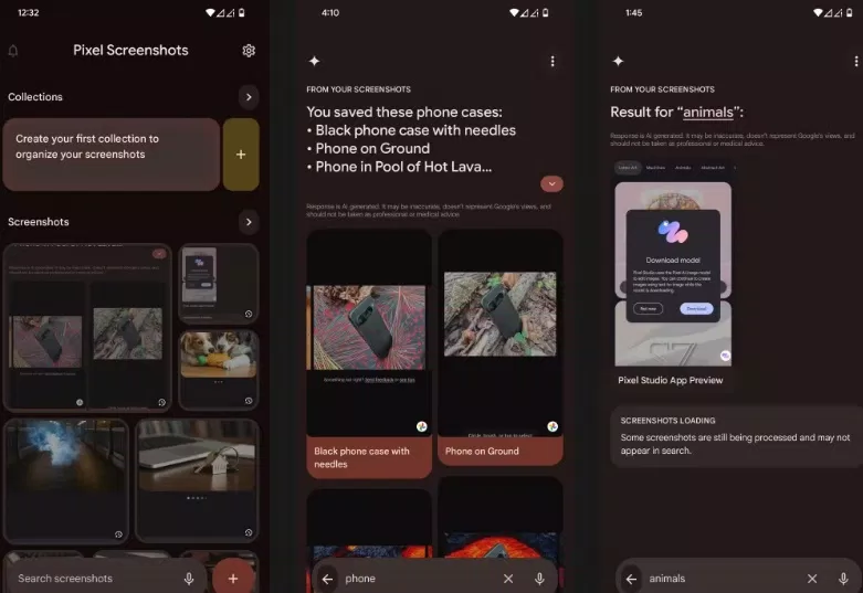 Ứng dụng Pixel Screenshots trên điện thoại Pixel 9 Pro (Ảnh: Internet)