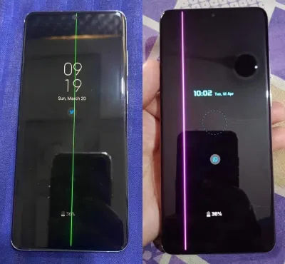 Một số kiểu sọc màn trên các dòng máy Samsung (Nguồn: Internet)