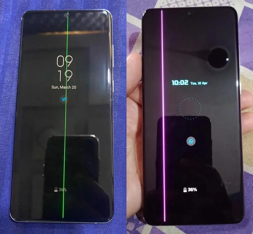 Một số kiểu sọc màn trên các dòng máy Samsung (Nguồn: Internet)