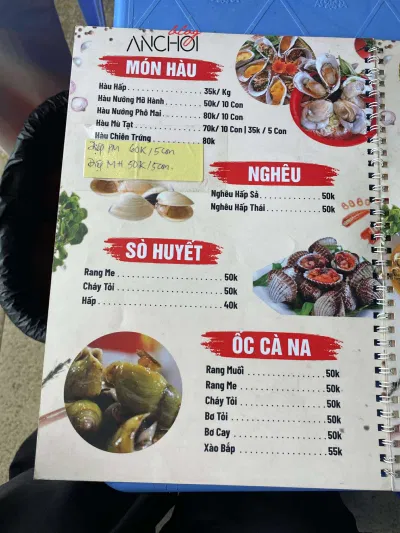 Menu tại quán hàu sữa Quý Mập (nguồn: BlogAnChoi)