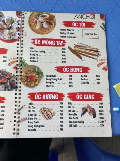 Menu tại quán hàu sữa Quý Mập (nguồn: BlogAnChoi)