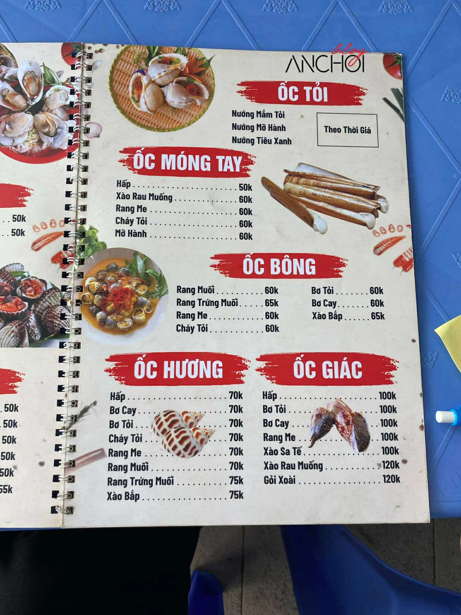 Menu tại quán hàu sữa Quý Mập (nguồn: BlogAnChoi)