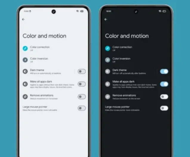 Tính năng ẩn Làm tối tất cả các ứng dụng trong Android 15 (Ảnh: Internet) Tính năng ẩn Làm tối tất cả các ứng dụng trong Android 15 (Ảnh: Internet)