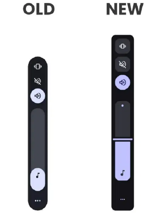 Thanh trượt âm lượng mở rộng cũ và mới của Android (Ảnh: Internet)