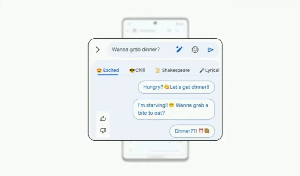 Tính năng Magic Compose được trình diễn tại sự kiện Google IO 2023 (Ảnh: Internet) Tính năng Magic Compose được trình diễn tại sự kiện Google IO 2023 (Ảnh: Internet)