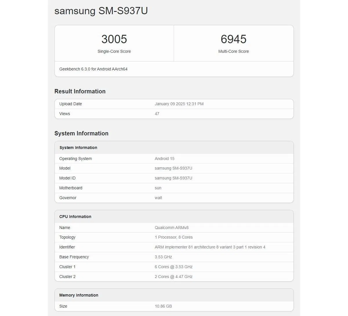 Điểm Geekbench của Galaxy S25 Slim quá thấp so với mặt bằng chung (Ảnh: Internet)