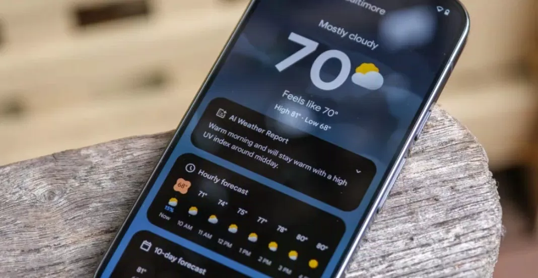 Ứng dụng Pixel Weather trên điện thoại Pixel 9 Pro (Ảnh: Internet)