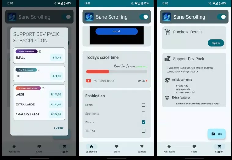 Ứng dụng Sane Scrolling trên Android (Ảnh: Internet) Ứng dụng Sane Scrolling trên Android (Ảnh: Internet)
