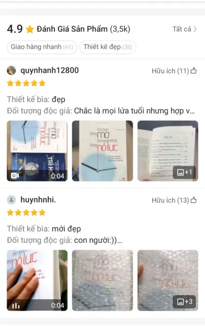 Đánh giá của người đọc sách trên Shopee (Ảnh: BlogAnChoi)
