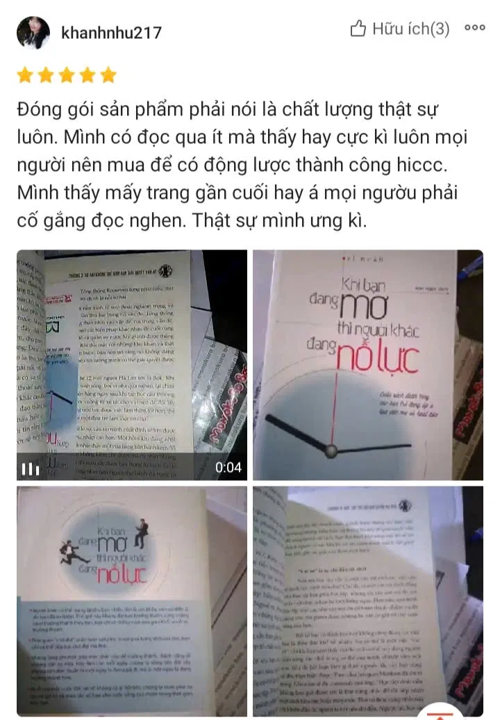 Cảm nhận của độc giả về sách Khi Bạn Đang Mơ Thì Người Khác Đang Nỗ Lực (Ảnh: BlogAnChoi)