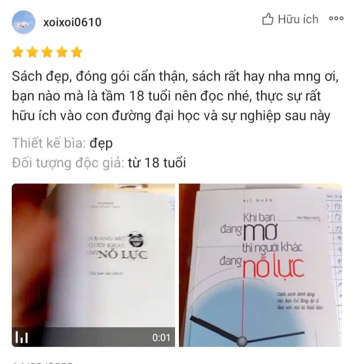 Cảm nhận của độc giả về sách Khi Bạn Đang Mơ Thì Người Khác Đang Nỗ Lực (Ảnh: BlogAnChoi)