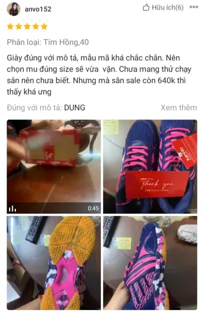 Đánh giá của người dùng trên shopee (Ảnh: BlogAnChoi)