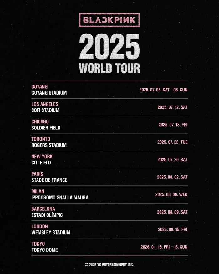 World tour 2025 được mong đợi của BLACKPINK chỉ có tổng cộng 10 điểm dừng (Ảnh: Internet)