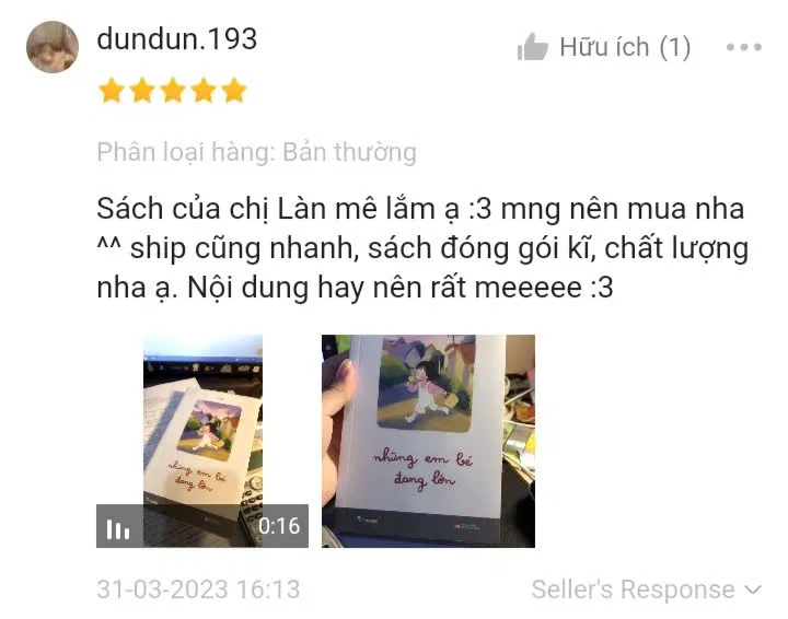 Cảm nhận của độc giả trên shopee (Ảnh: Shopee)