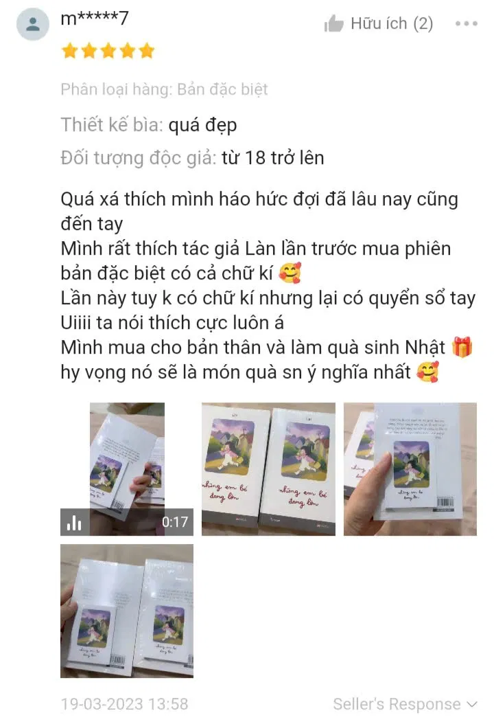 Cảm nhận của độc giả trên shopee (Ảnh: Shopee)