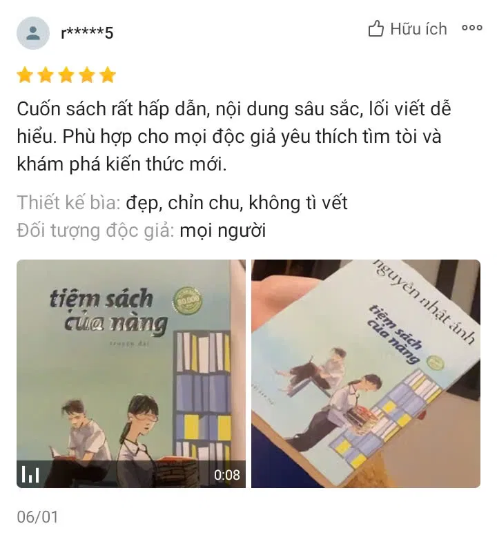 Cảm nhận của người đọc trên Shopee (Ảnh: Shopee)