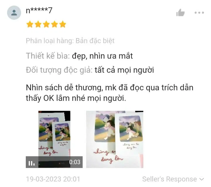 Cảm nhận của độc giả trên shopee (Ảnh: Shopee)