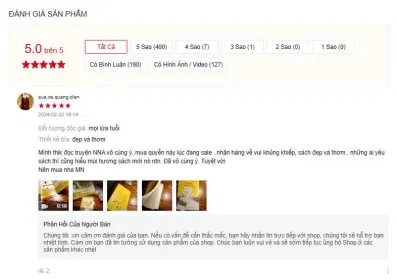 Đánh giá của độc giả trên Shopee (Ảnh: Shopee)