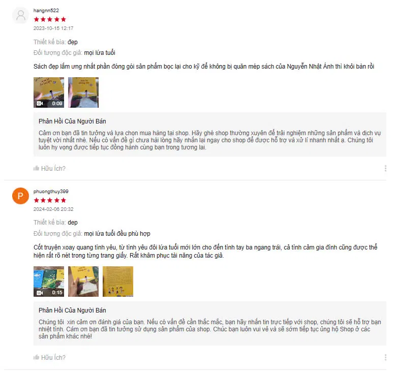 Đánh giá của người đọc trên Shopee (Ảnh: Bloganchoi)