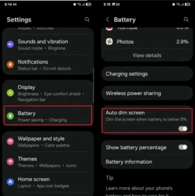 Cài đặt tự động làm mờ màn hình trong One UI 7 (Ảnh: Internet) Cài đặt tự động làm mờ màn hình trong One UI 7 (Ảnh: Internet)