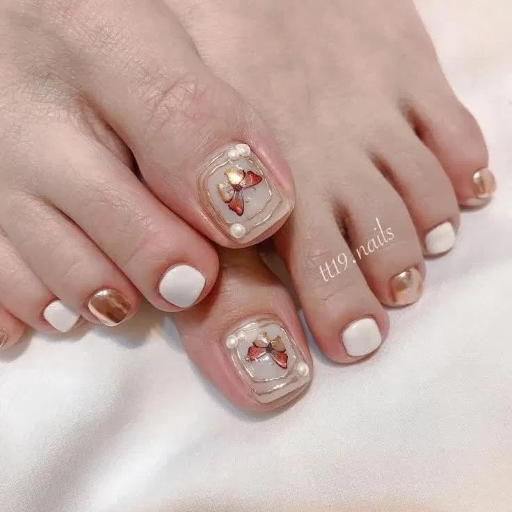 Mẫu nail chân đẹp sáng da (Ảnh: Internet)