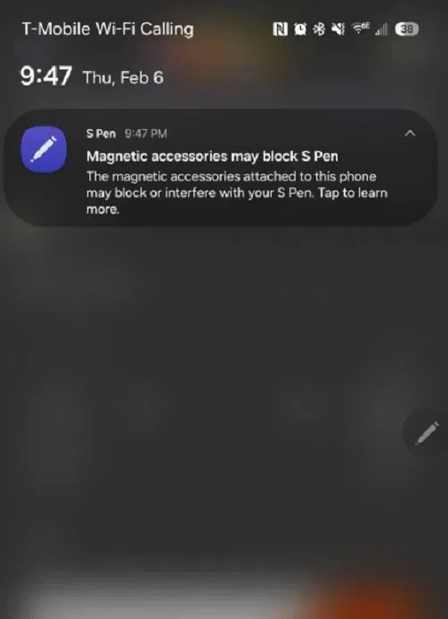 Cảnh báo về phụ kiện từ tính ảnh hưởng đến bút S Pen (Ảnh: Internet)