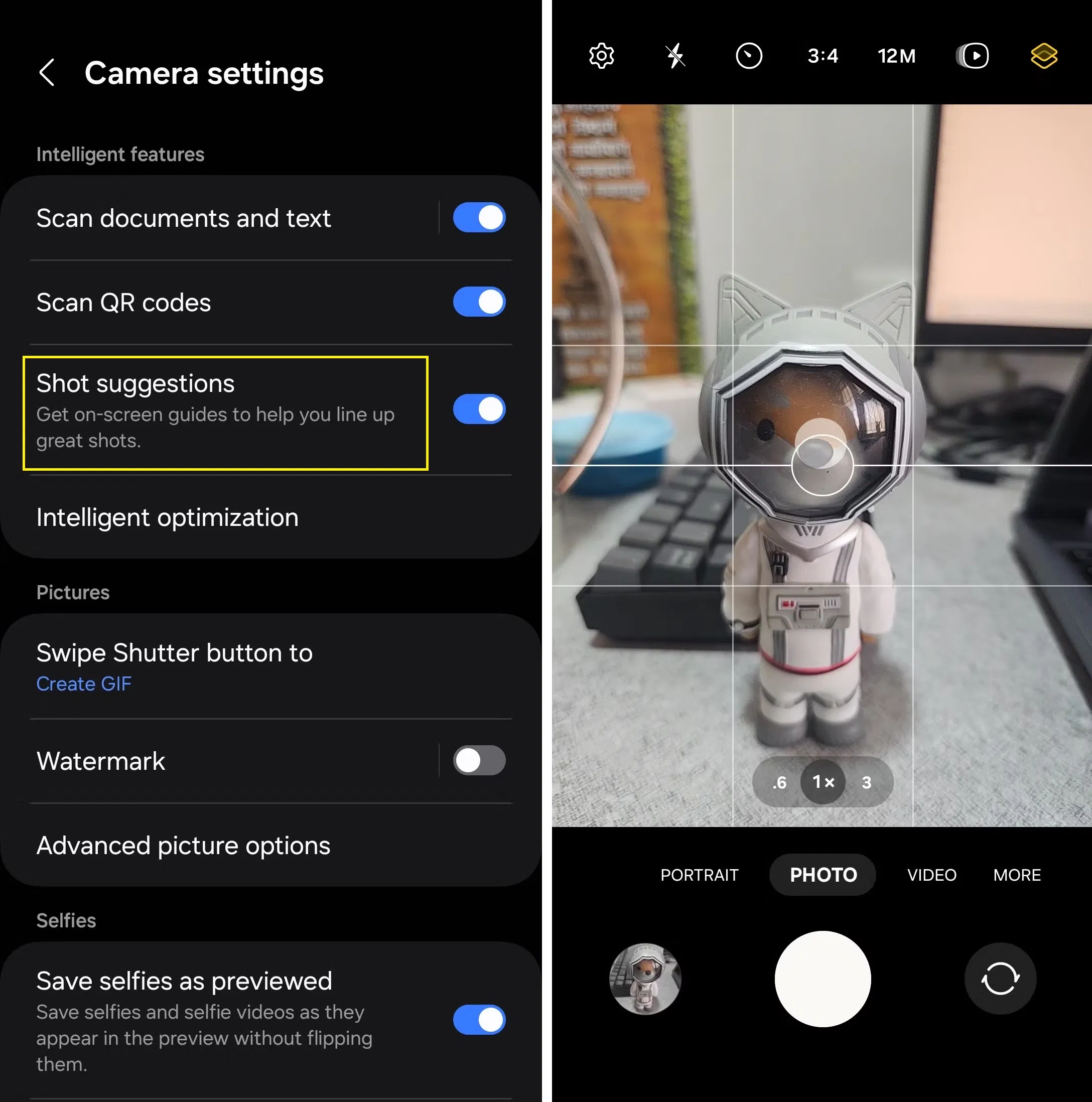 Tính năng Shot Suggestions
