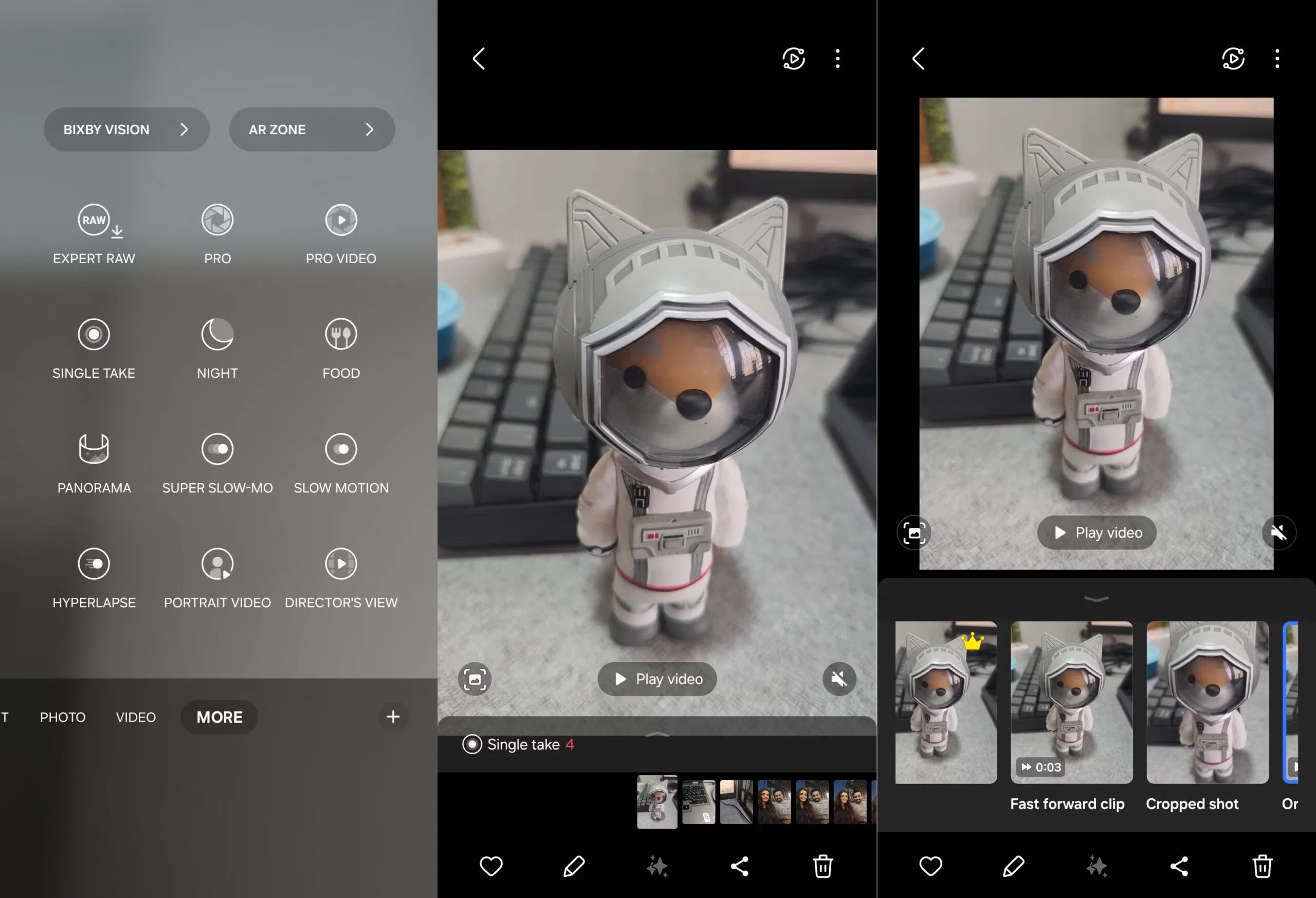 Chế độ Single Take của camera Samsung