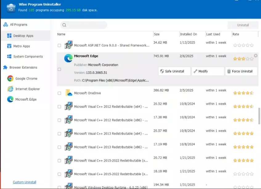 Gỡ cài đặt trình duyệt Microsoft Edge (Ảnh: Internet)