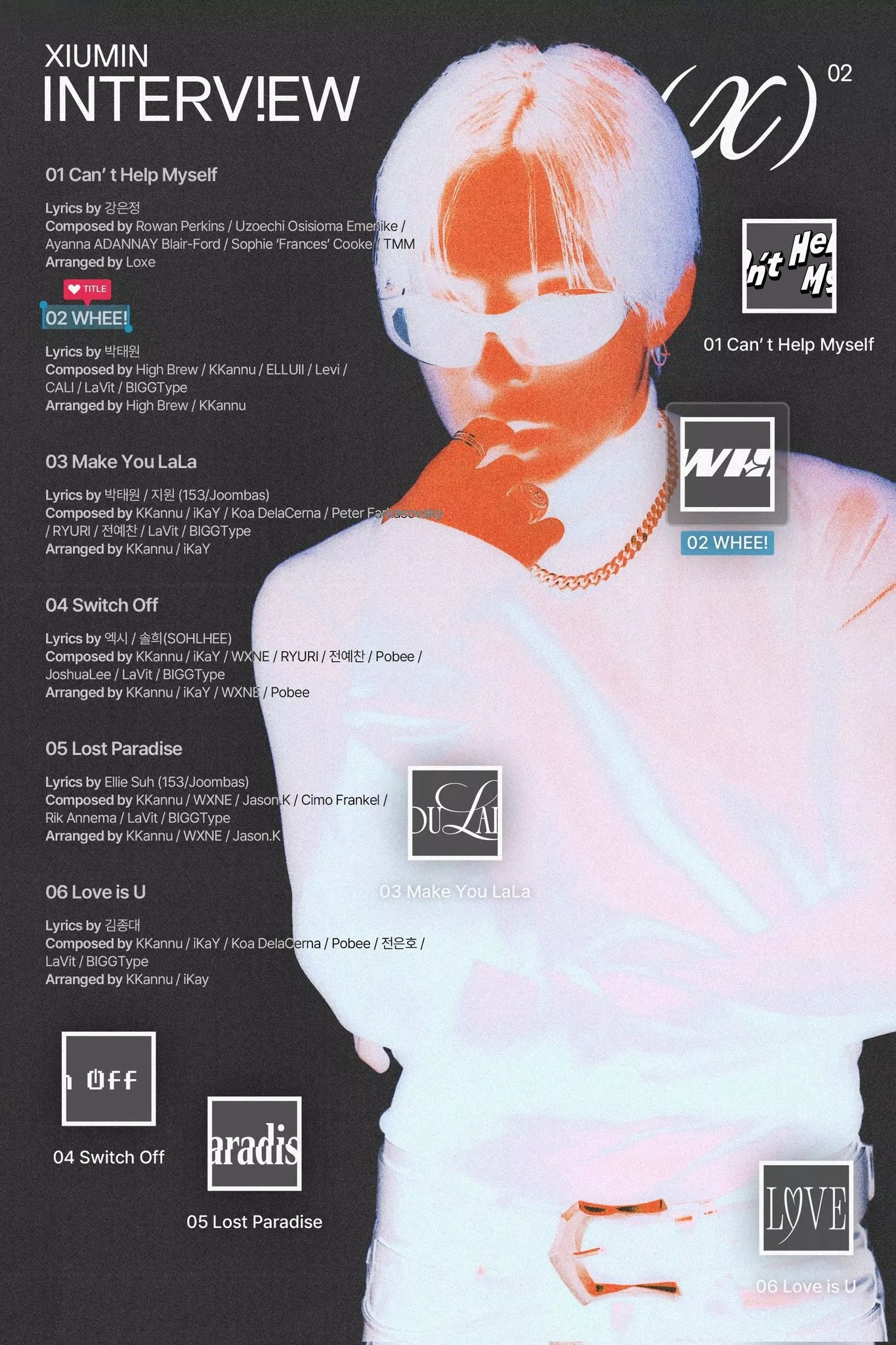 Xiumin vừa hé lộ danh sách ca khúc trong mini album solo thứ hai "Interview X", dự kiến phát hành vào tháng sau (Ảnh: Internet)