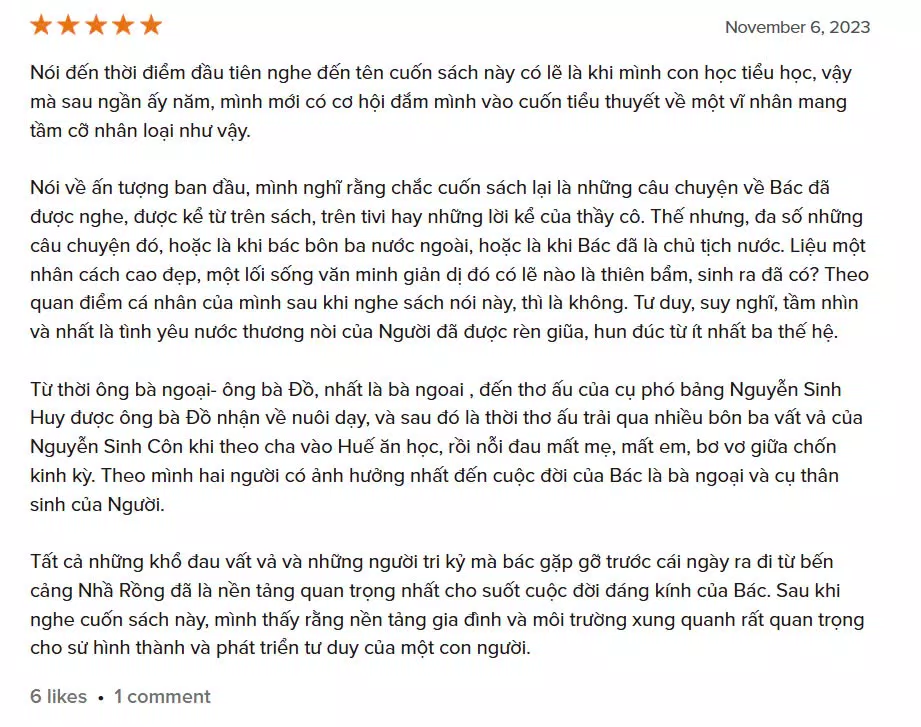 Cảm nhận của độc giả về sách Búp Sen Xanh trên Goodreads (Ảnh: Goodreads)