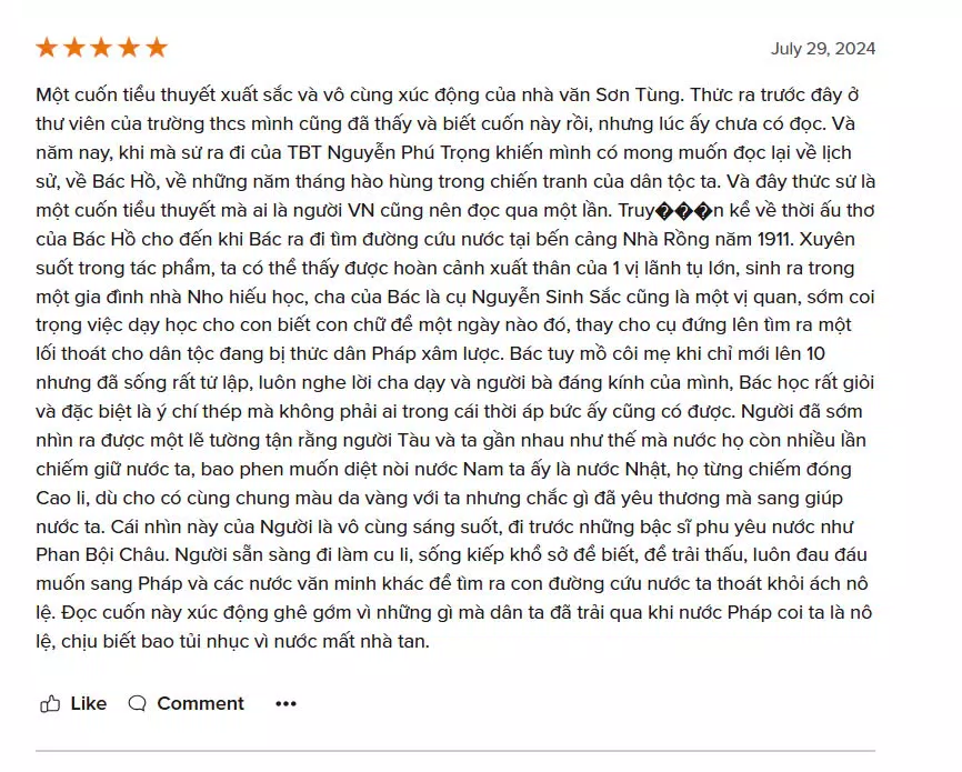 Cảm nhận của độc giả về sách Búp Sen Xanh trên Goodreads (Ảnh: Goodreads)