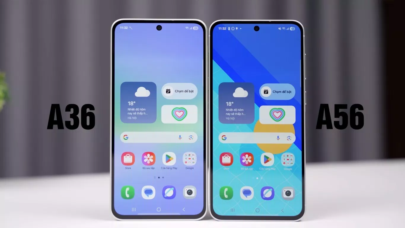 Cả Galaxy A36 và Galaxy A56 đều có viền màn hình khá là dày (Ảnh: Internet) Cả Galaxy A36 và Galaxy A56 đều có viền màn hình khá là dày (Ảnh: Internet)