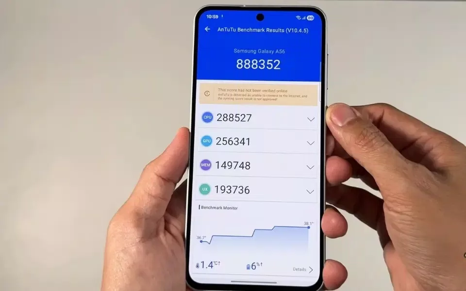 Samsun Galaxy A56 chỉ gần 900k điểm Antutu quá thấp nếu so với Pixel 9a (Ảnh: Internet) Samsun Galaxy A56 chỉ gần 900k điểm Antutu quá thấp nếu so với Pixel 9a (Ảnh: Internet)