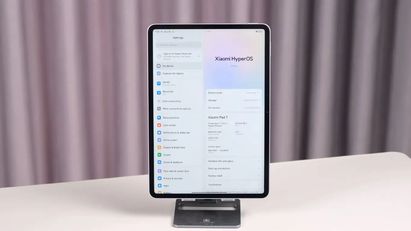 Xiaomi Pad 7 chạy HyperOS 2.0 mới nhất (Ảnh: Internet)