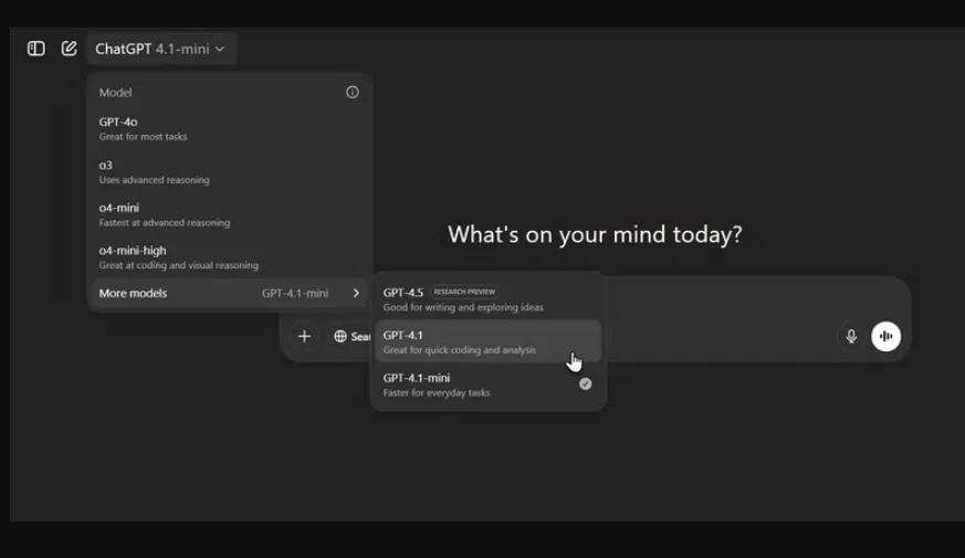 ChatGPT với bản nâng cấp GPT 4.1 (Ảnh: Internet)