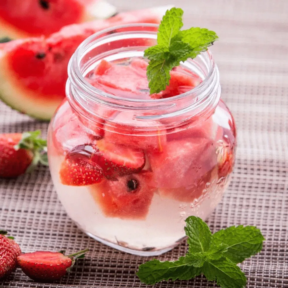 Nước detox dưa hấu, bạc hà, dâu tây