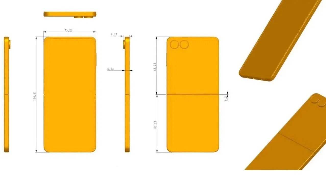 Hình ảnh CAD của Galaxy Z Flip 7 (Ảnh: Internet) Hình ảnh CAD của Galaxy Z Flip 7 (Ảnh: Internet)